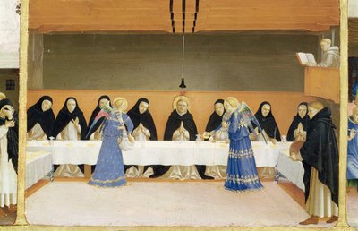 St. Dominic and His Companions Fed by Angels, from the Predella Panel of the Coronation of the Virgin, c.1430-32 by Fra Angelico